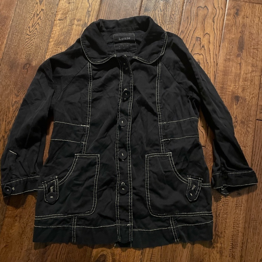 Louie Black Cotton Button Down Jacket
